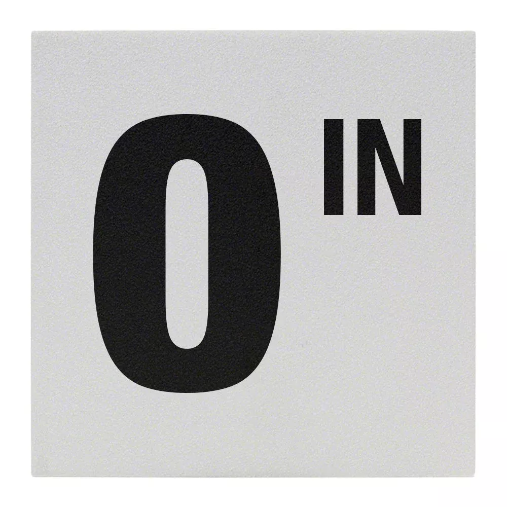 0 IN Ceramic Skid Resistant Tile Depth Marker 8 Inch x 8 Inch with 6 Inch Lettering