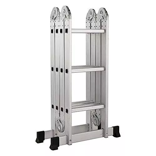 12.5/19.5FT Folding Step Ladder Multi-Purpose Aluminium Extension Heavy Duty Swimmingpool Step Ladder Telescoping Ladder Pool ladders for Above Ground Pools Above Ground Pool Ladder Pool Ladder